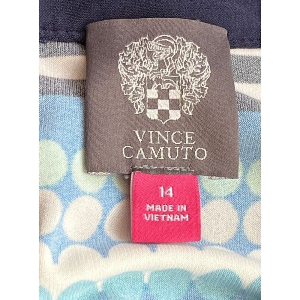 Vince Camuto Womens Blue Jersey Dotted Stripe Crew neck Mini Dress Size 14 - Picture 4 of 16